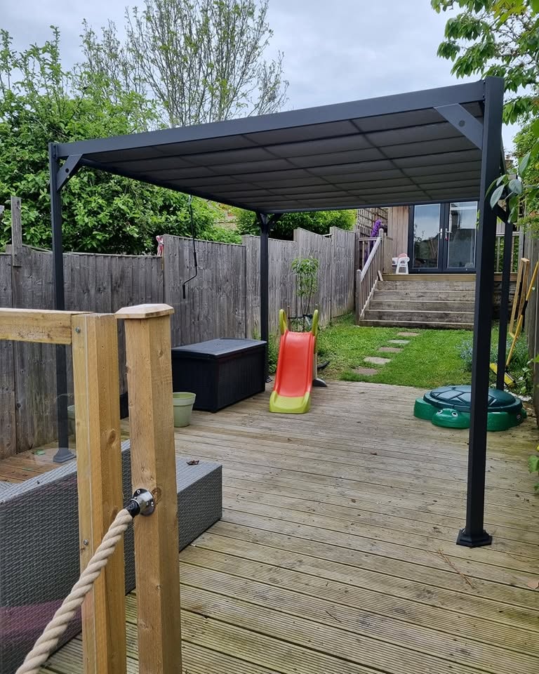 Outdoor decking area with pergola